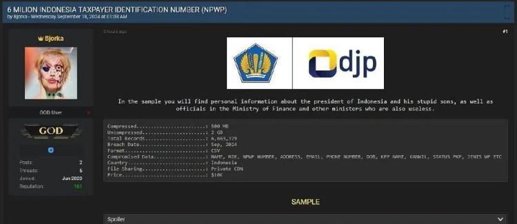 Bjorka Kembali Retas Kominfo, 6 Juta Data di Retas Ada Data Pejabat dan Presiden